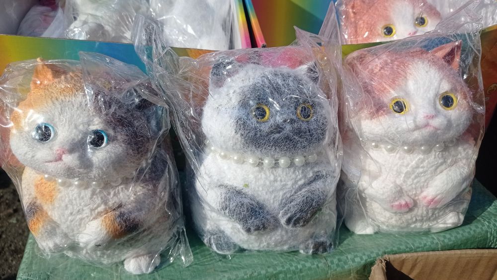 Великий антистрес сквіш з бусінками"Таба котик" 20 см