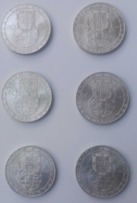 Moeda de 20 escudos - Renovação Financeira - 6 moedas em Prata