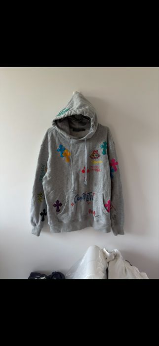 Szara bluza chrome hearts x matty boy L grey hoodie cross