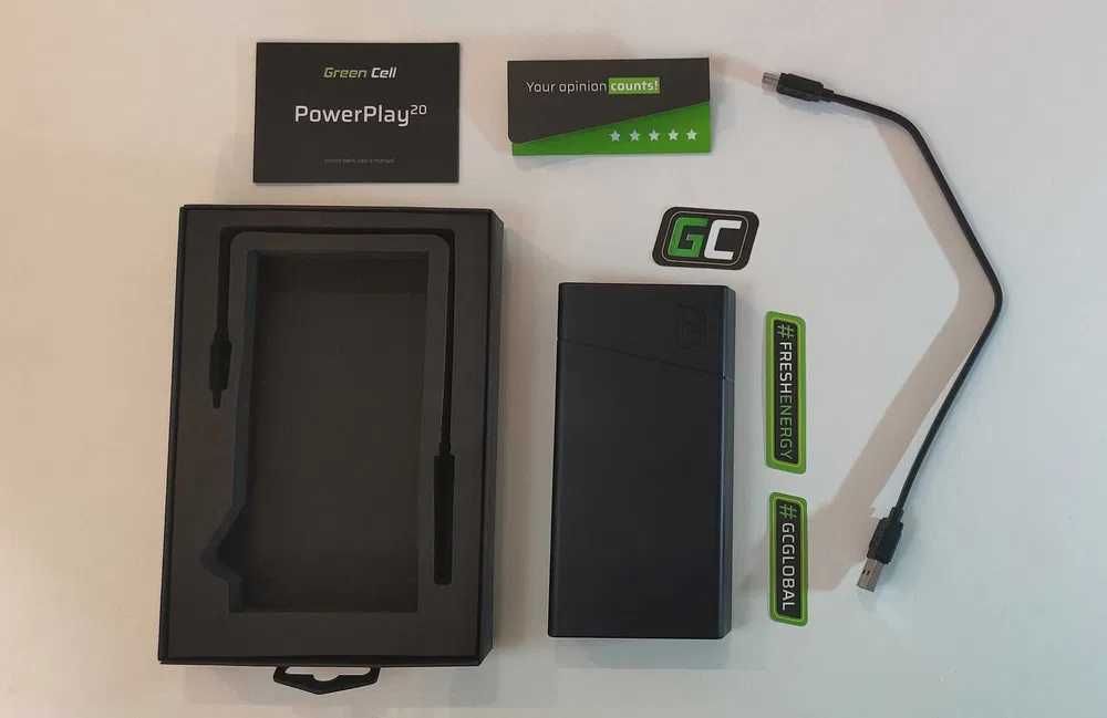Павербанк Green Cell PowerPlay20 20000mAh (USB-C, PD 18W, QC 3.0)