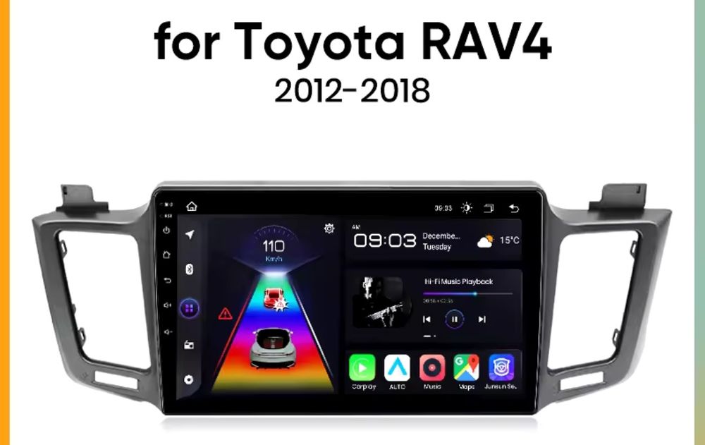 Rádio Android 10" Toyota Rav4 de 2012-19 CARPLAY WIFI GPS BT 2/32GB