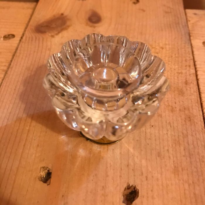 Tinteiro de secretaria antigo vidro e latão