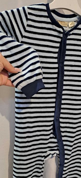 Pajac Dziecięcy W Paski Granatowo Biały unisex r.86/92