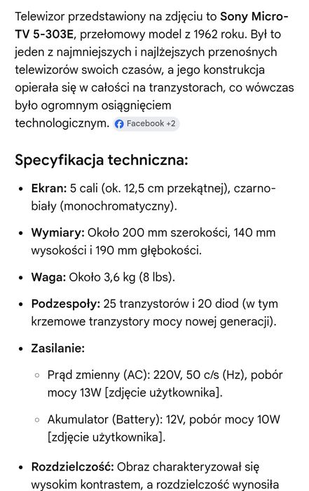 Sony MICRO TV 5-303E ..antyk