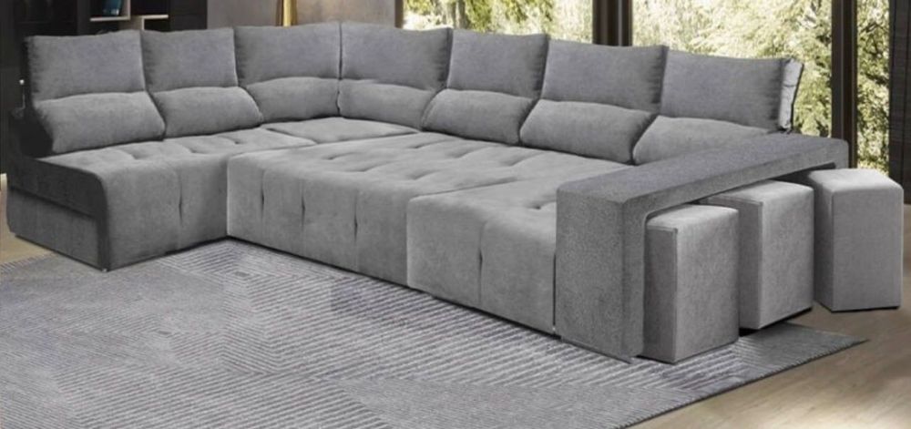 Sofá de Canto com Chaise Carvoeiro – Praticamente Novo