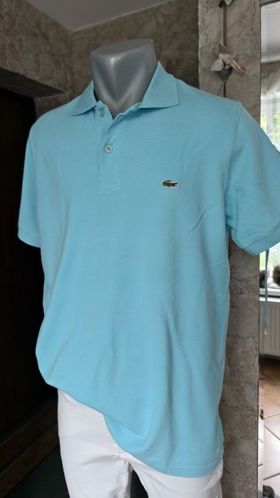 Męska koszulka polo turkusowa błękitna firma Lacoste | Rozmiar L XL
