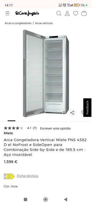 Arca congeladora vertical Miéle FNS4382D