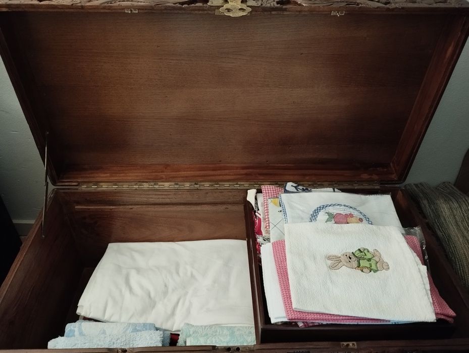 Arca em madeira com relevo