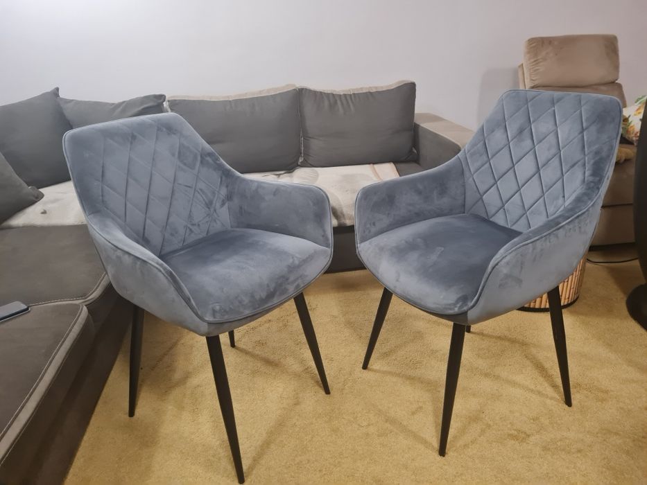 krzesła LINEA szary welur OKAZJA z ekspozycji taniej