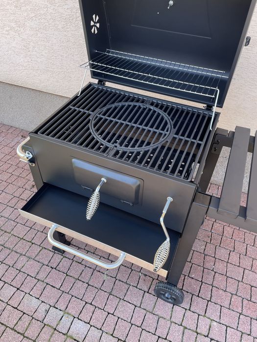 Duży Grill Węglowy XXL - Żeliwny Ruszt!