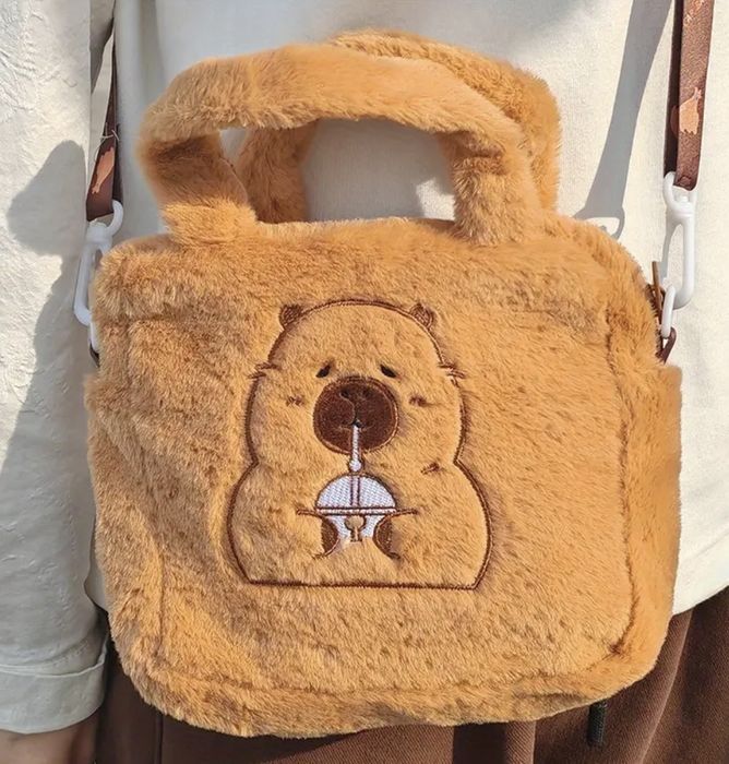 Сумка коричнева капібара коричнева сумочка плюшева