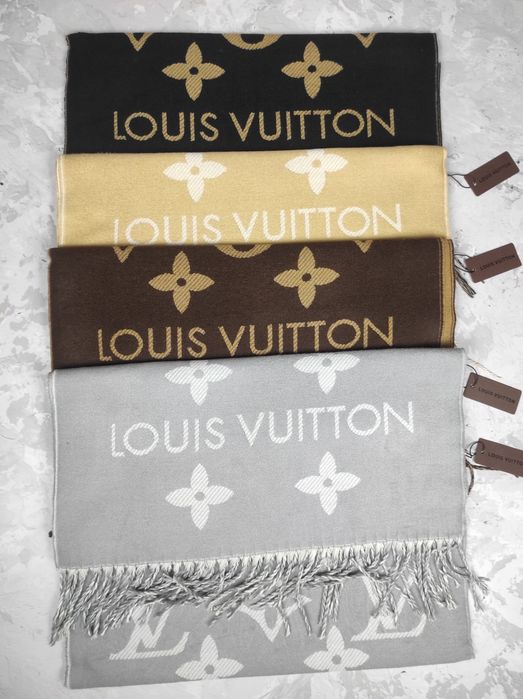 Теплый палантин шарф Louis Vuitton Луи Витон жіночий шарф хустка люкс