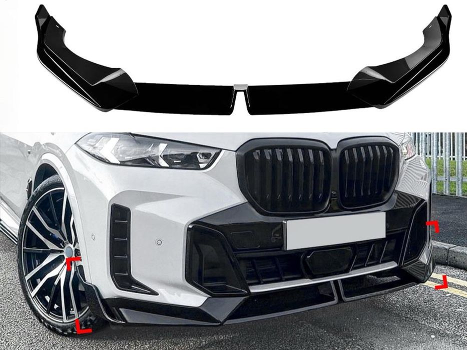Юбка переднего бампера M-Perfomance для BMW X5 G05 LCI 2022+ ABS пластик черный глянец