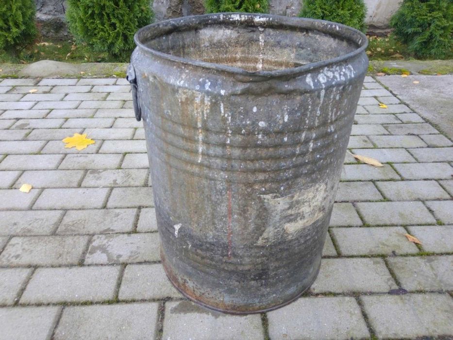 Kocioł ocynkowany 60l beczka duży 50cm garnek metalowy uchwyty PRL
