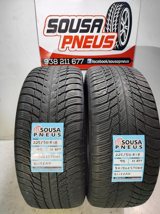 2 pneus semi novos Bridgestone 225/50R18 98H RFT Oferta dos Portes