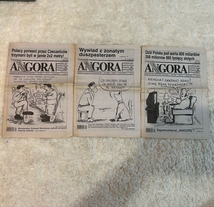 Angora 1996 – 3 numery archiwalne PRL-owskiego tygodnika, komplet