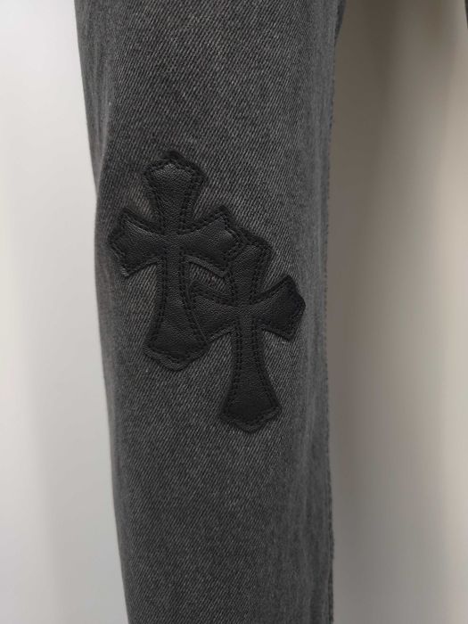 Chrome Hearts jeansy szare z krzyżami