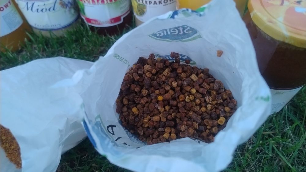 Miód, pyłek pszczeli, pierzga, propolis.