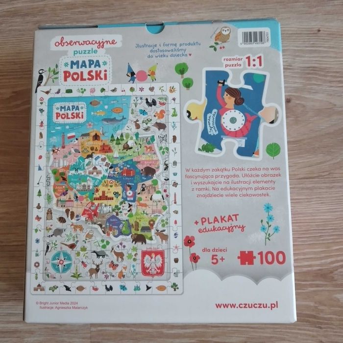 Sprzedam NOWE puzzle obserwacyjne mapa Polski 100elem, plakat