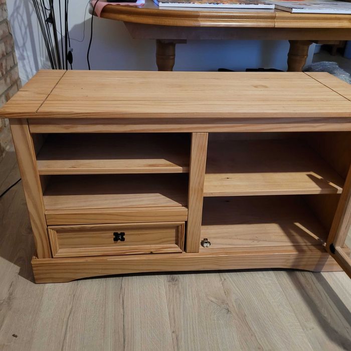 Drewniana szafka z szufladą i szklanymi drzwiczkami stan bdb Wrocław