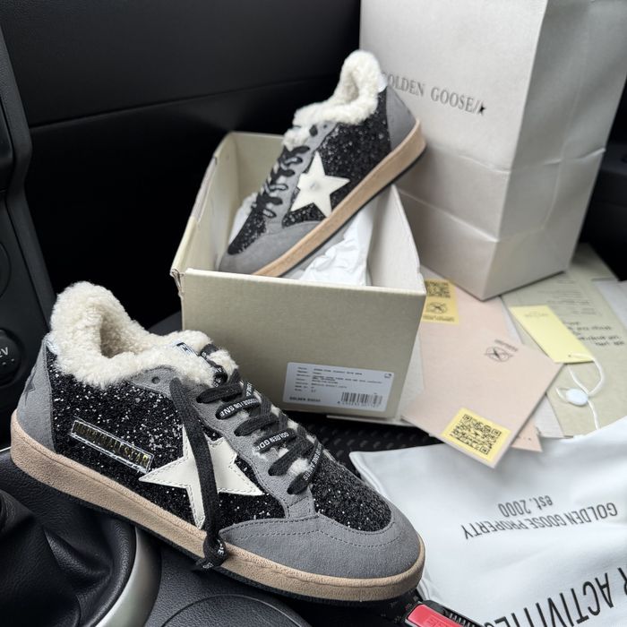 Жіночі зимові кеди кросівки з хутром Golden Goose Black Grey Premium