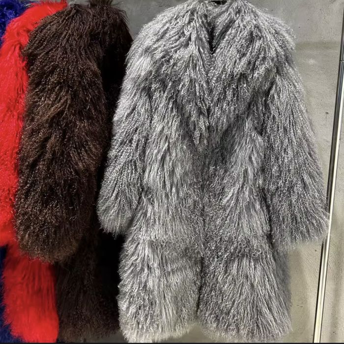 Kontantto plaszcz futro szare naturalna lama xs-3xl