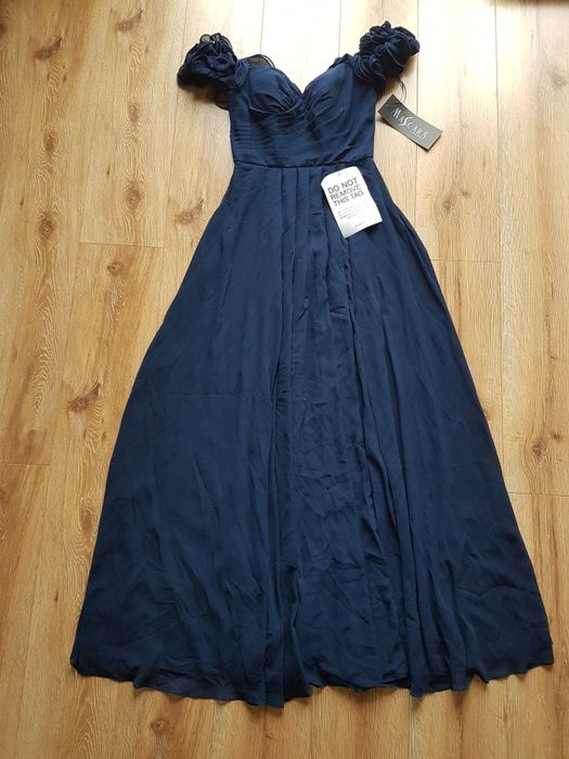 M 38 Mascara floral sleeve chiffon suknia balowa wieczorowa studniówka