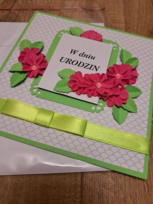 Kartka urodzinowa hand made kwiaty