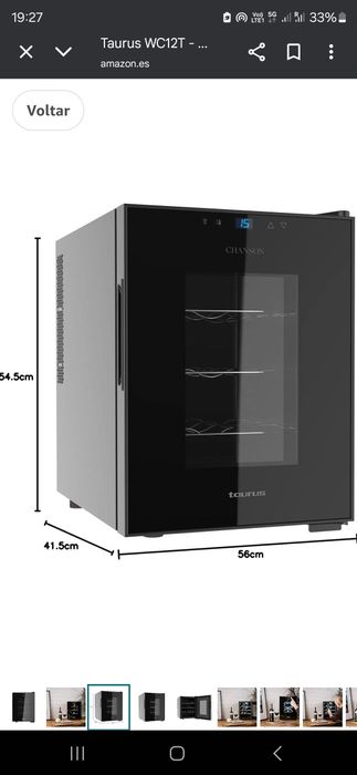 Vinoteca / Garrafeira termoelétrica para 12 garrafas