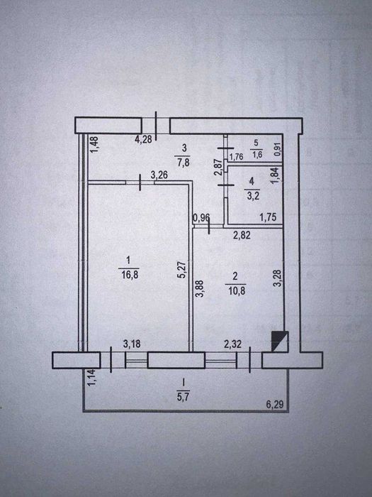 Терміново! 1 кім. З гардеробною та великою лоджію