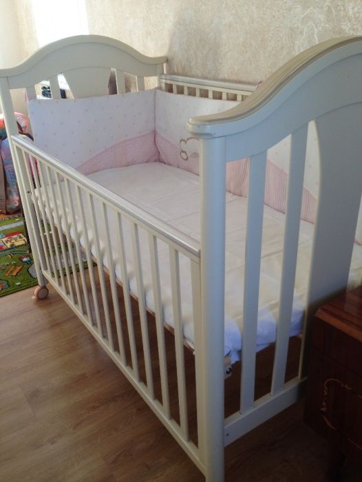 Кроватка Италия Pali Capriccio Antique ivory + матрас кокос +боковушки