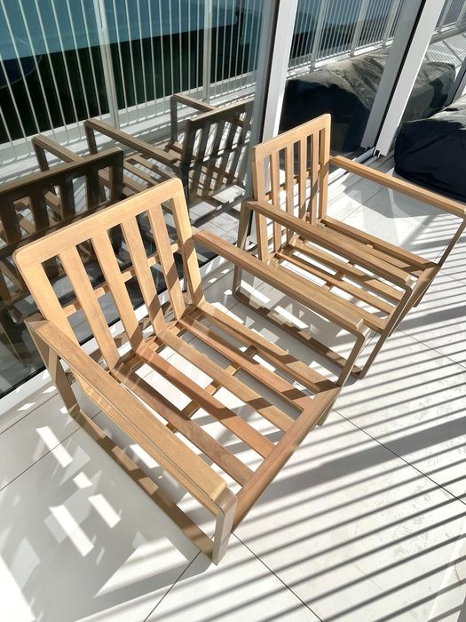 Pack de 2 cadeirões de jardim em alumínio e madeira de acácia