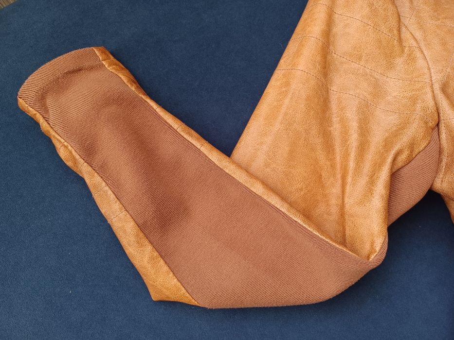 Eko skórzana ramoneska, krótka kurtka. Brązowa. Rozm 46