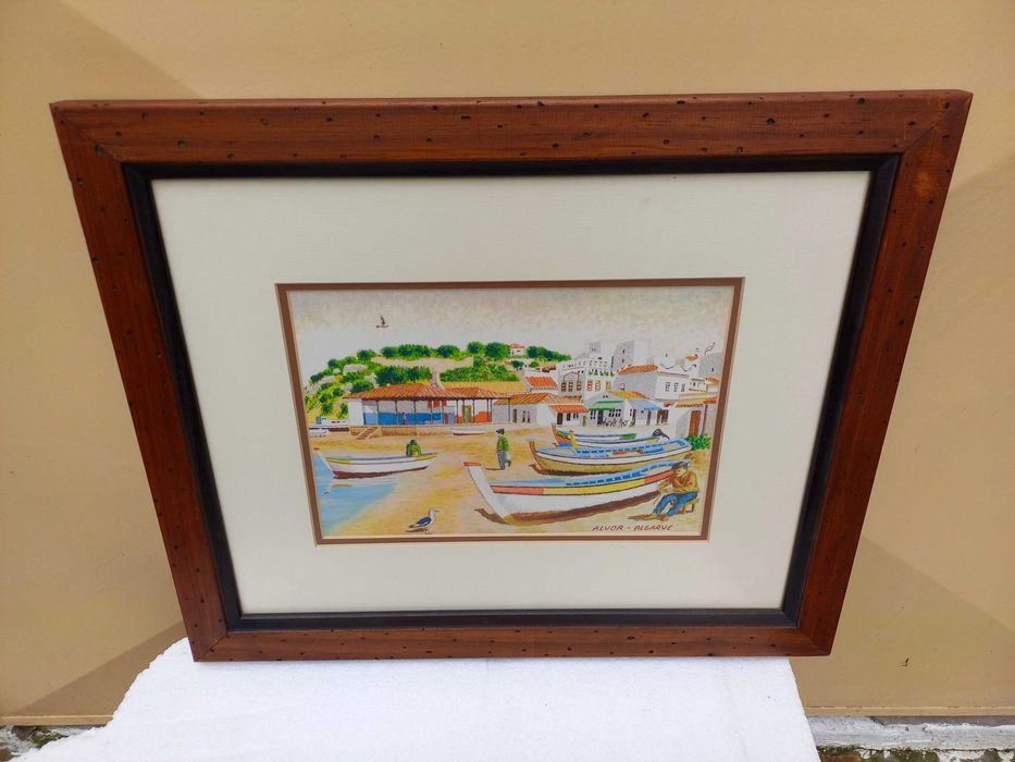 Quadro Pintado á Mão com Moldura Ria de Alvor