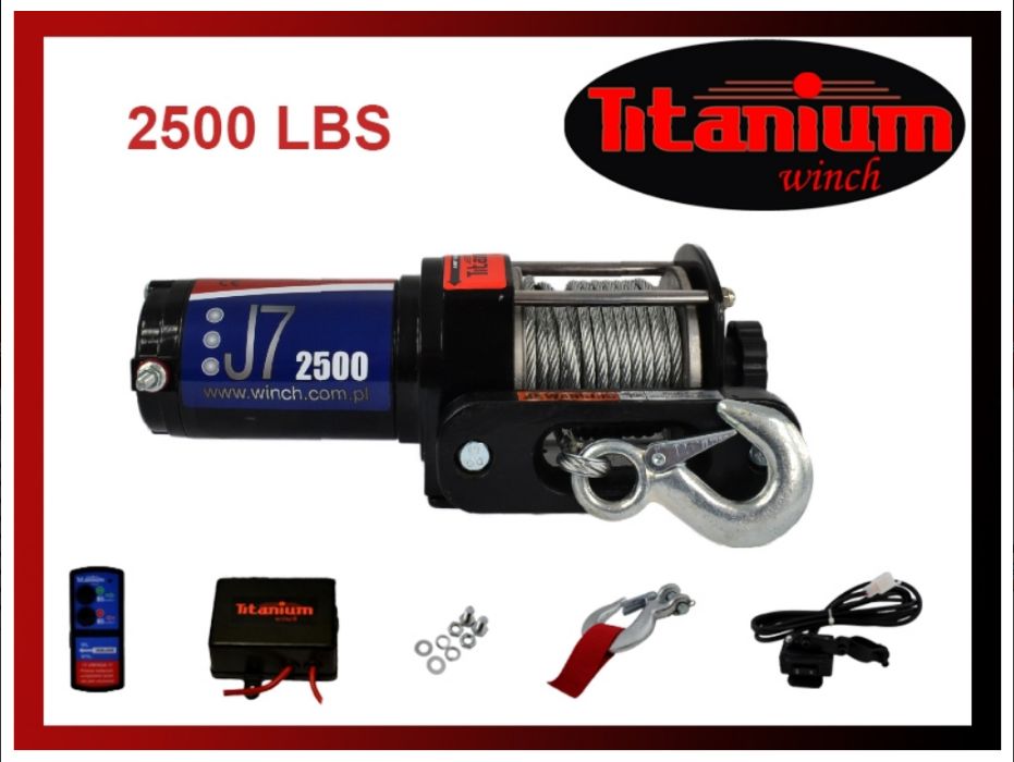 Wyciągarka elektryczna TITANIUM WINCH 2500LBS Wciągarka quad 12V