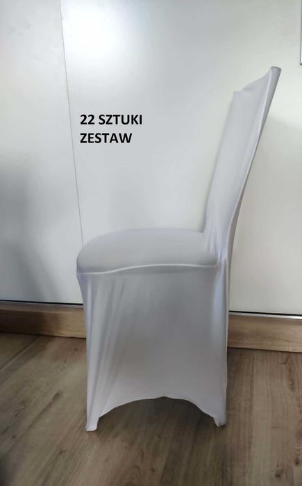 Zestaw 22 sztuki pokrowiec na krzesło bankietowy ślubny biały elastyczny uniwerszalny
