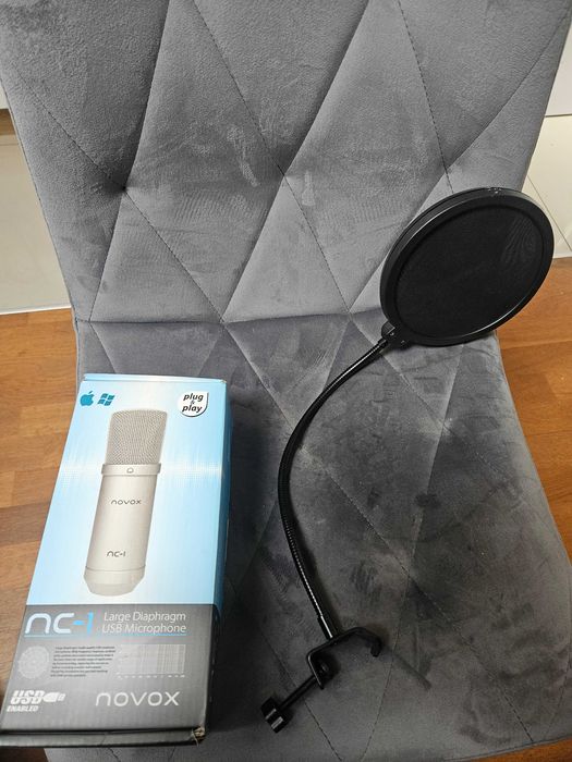 Novox NC-1 Mikorofon pojemnościowy USB + Statyw + filtr. Jak nowy.