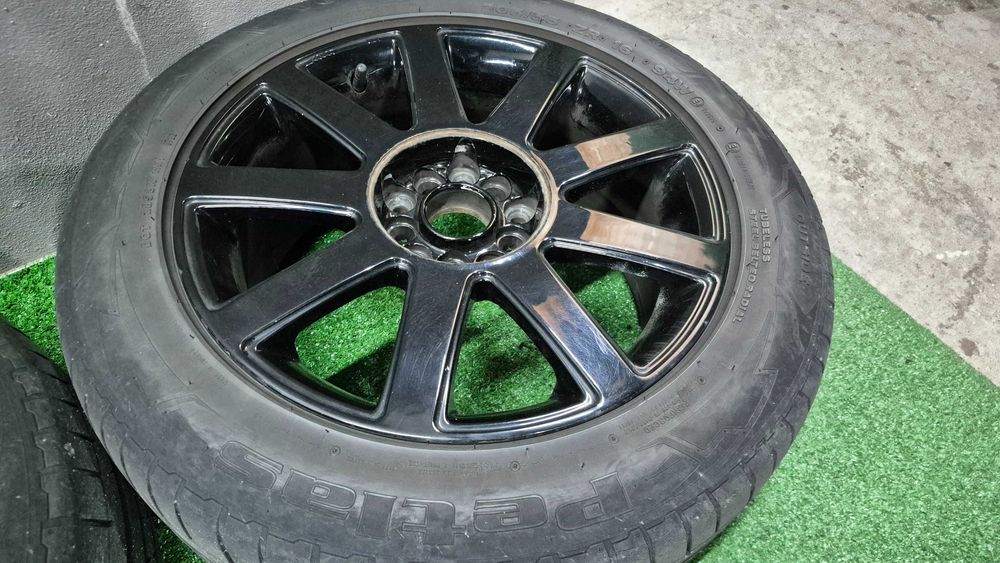 4 Jantes 16 Polegadas Dupla Furacao 5x100 e 5x112 Sline Preto Brilho com Pneus 205/55R16