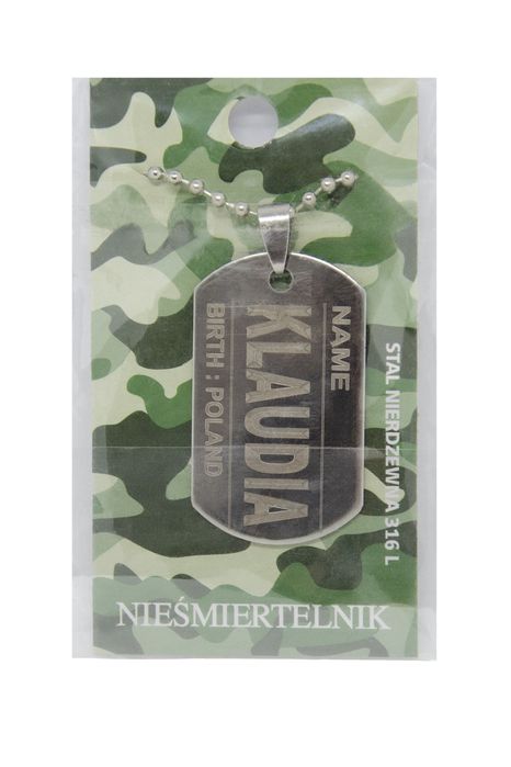 Nieśmiertelnik stal nierdzewna zawieszka łańcuszek fabian