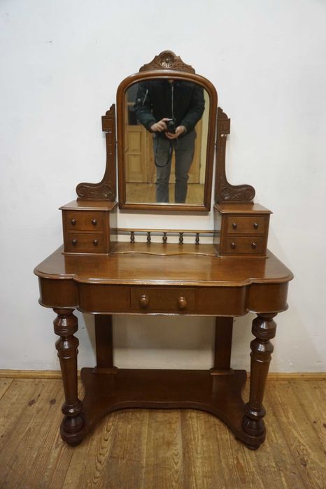 STARA TOALETKA konsola z lustrem mahoń oryginał