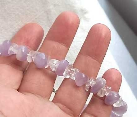 Bransoletka naturalny Ametyst i Kryształ górski srebro pr 925