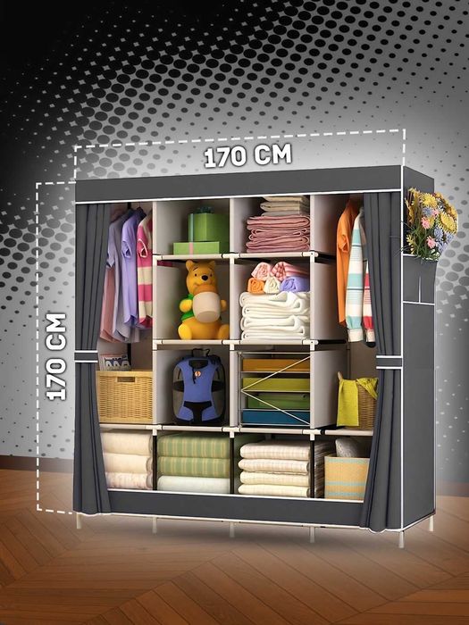 Тканевой складной шкаф 4-секции Storage Wardrobe органайзер гардероб