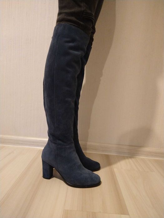 Kozaczki damskie, muszkieterki zamsz naturalny