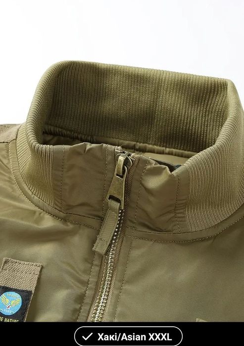 Теплий бомбер МА-1, 3XL, 4 XL, цвет ( койот-хаки).