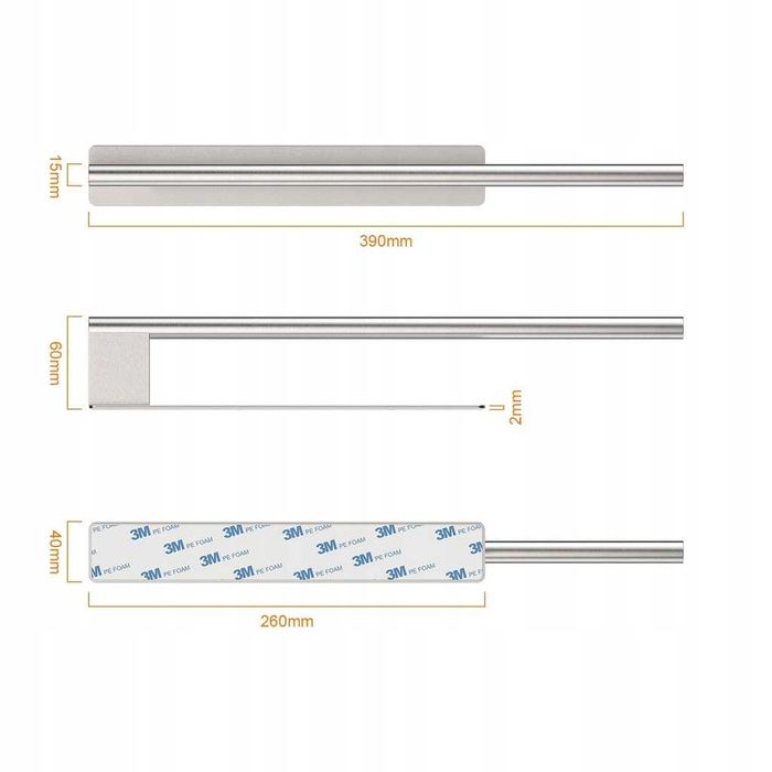 Samoprzylepny wieszak na ręczniki 39cm bez wiercenia stal nierdzewna