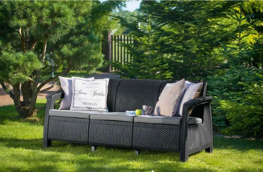 Диван для саду і тераси тримісний Keter Corfu Love Seat Max 258975 графіт