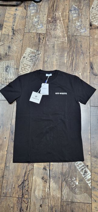 Off white czarna koszulka męska najwyższa jakość bawełna S