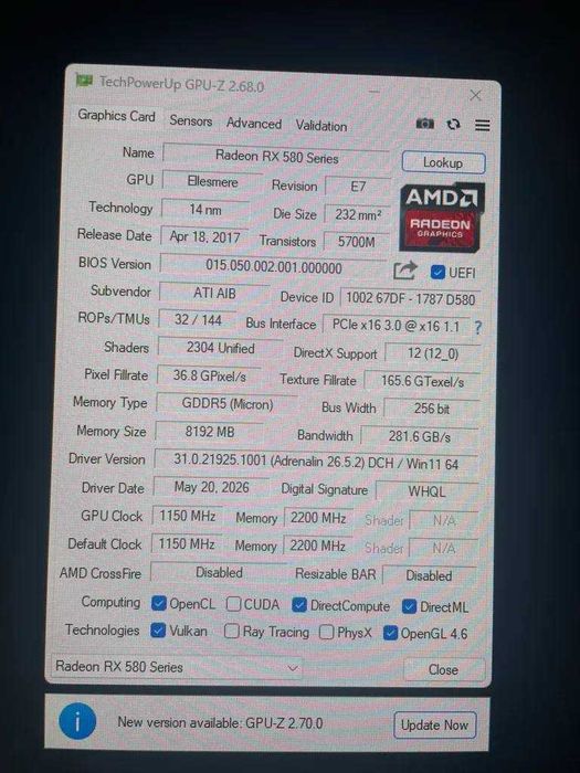 Відеокарта RX 580 ICE Q2 8gb