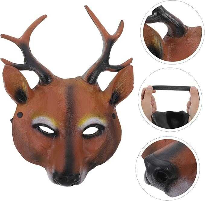 Realistyczna maska na twarz JELENIA ELEŃ LEŚNY ZWIERZ KOSTIUM G2