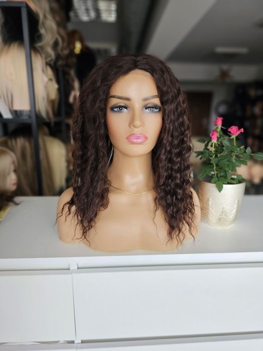 Peruka afroloki loki kasztanowy brąz Krysia naturalna fryzura